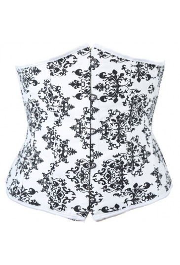 Black and white floral underbust corset