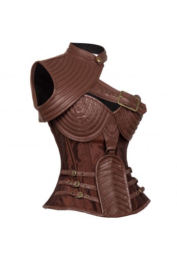 Exklusive brown steampunk corset Leather Spiral 