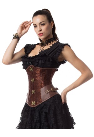 Cyberpunk buckles steampunk underbust corset