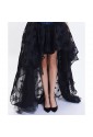 Victorian Gothic Black Elastic High-low Organza Skirt 