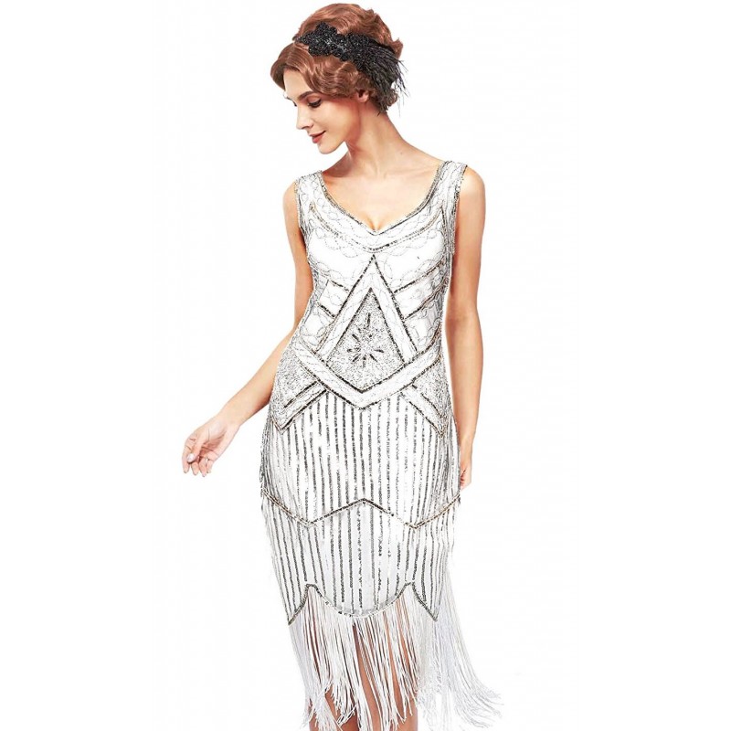 1920s Vintage Sleeveless V Neck Sequin Art Deco Dress 1920s Vintage Sleeveless V Neck Sequin Art Deco Dress