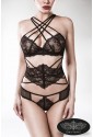 Luxury lace suspender lingerie set GREY VELVET