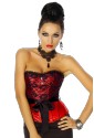 Red social satin corset with ribbon Agata