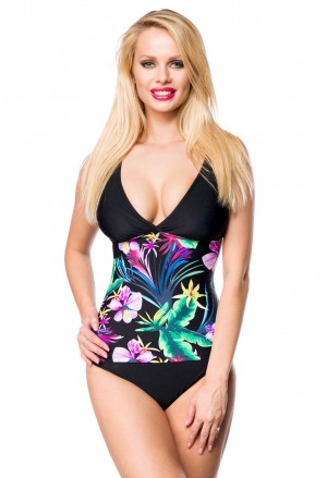 Vibrant Floral Splice 2pcs Tankini Swimsuit