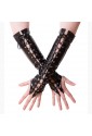 Fashion Black Long Lace-up Fingerless Gloves