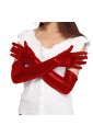 Dlhé lesklé červené koženkové wetlook rukavice