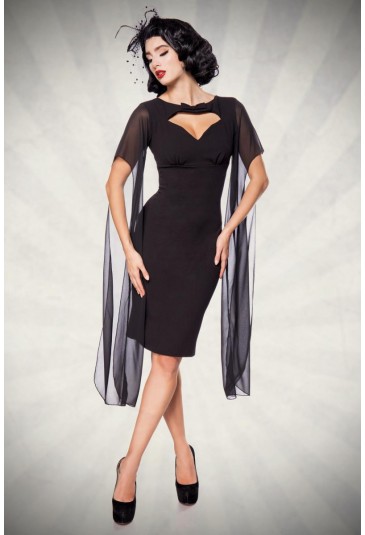 Elegant slim black retro dress Belsira