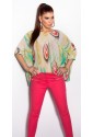 Summer print chiffon tunic blouse top