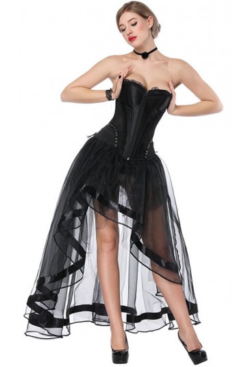 Čierna burleska tylová sukňa ku korzetom
