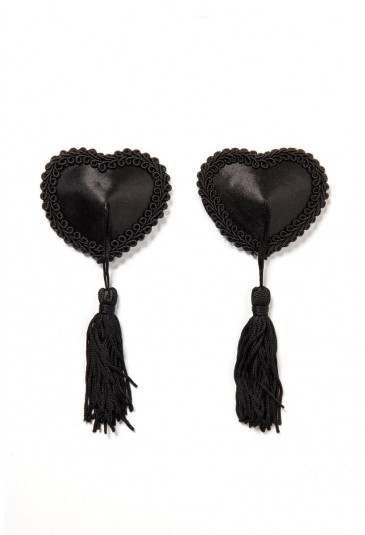 Provocative black heart nipple patches tassle covers 