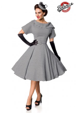 Retro swing dress with houndstooth pattern