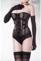 Glamour set of black mesh corset with gloves 