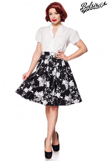 Monochrome wide retro vintage skirt Belsira