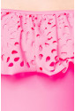 Ružové carmen plavky s laserovo dierkovým volánom