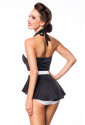 Retro black and white vintage skirt swimsuit with belt
