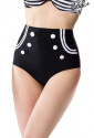 Waterfowl Print Black Plus Size High Waist Swim Bottom