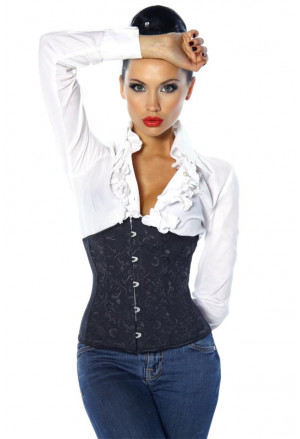 Black underbust floral brocade corset