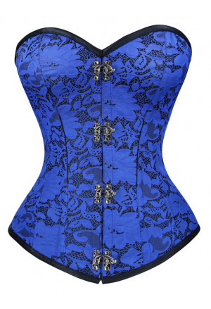 Elegant brocade blue floral corset 