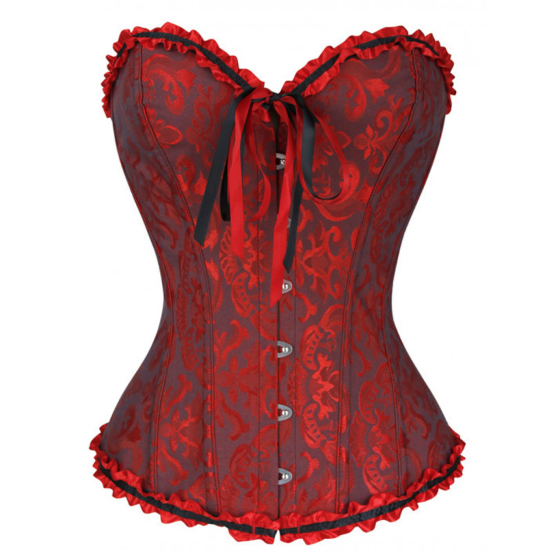 Brocade vamp corset in black red - SELECTAFASHION.COM