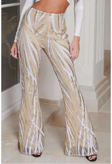 Swirl Sequin Kick Flare Trousers