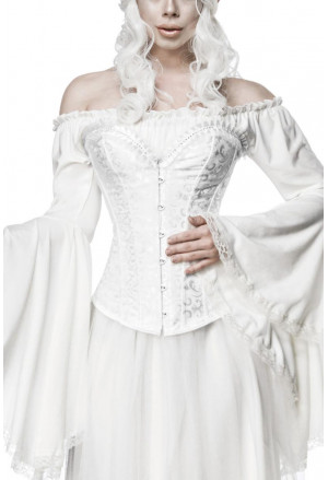 Luxurious white vamp corset with rhinestones