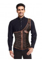 Mens Gothic Brown Brocade One-shoulder Waistcoat Corset