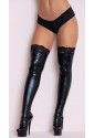 Black PU wetlook lace Thigh High Stockings