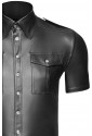 PU Wetlook Short Sleeve Black Shirt