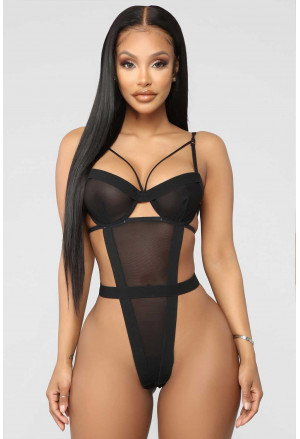 See You Later Tonight Mesh Teddy Bodysuit