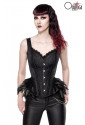 Elegant black women brocade corset with feathers