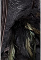 Elegant black women brocade corset with feathers