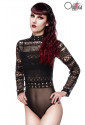 Black gothic lace long bell sleeves bodysuit