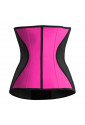 Pink black Latex 9 Steel Boned Waist Training Corset 