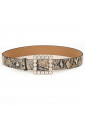 Snakeskin PU Leather Pearl Square Buckle Belt