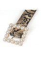 Snakeskin PU Leather Pearl Square Buckle Belt