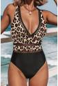Štýlové leopardie plavky s prekríženými ramienkami na chrbte