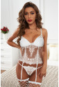 Lace Spaghetti Strap Two-piece Lingerie Set with Garter Belt