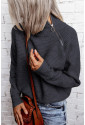 Hrubý úpletový sveter so zipsom na ramene