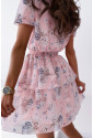 Wrap V Neck Tiered Ruffle Floral Dress