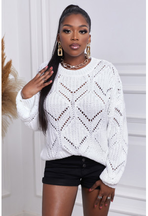 Skvelý pletený sveter s dierkovaným vzorom