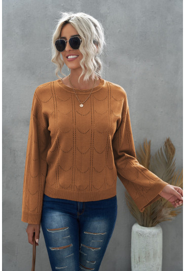 Flare Sleeve Texture Knit Sweater