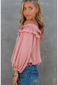 Puff Sleeve Ruffled Off Shoulder Blouse