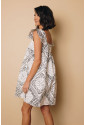 Square Neck Flutter Sleeve Bohemian Print Mini Dress