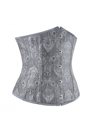 Silver underbust floral brocade corset
