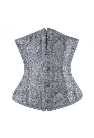 Silver underbust floral brocade corset