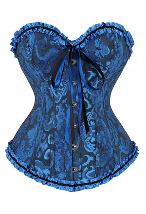 Brocade corset Vamp budoir style- blue