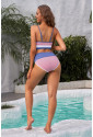 Spaghetti Straps Colorblock Ribbed High Waist Bikini