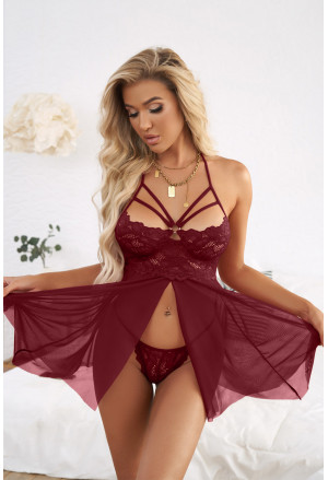 Lace Bralette and Babydoll Nightdress 