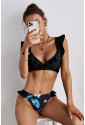 Sexy Ruffle Detail Printed Bikini