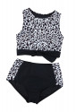Leopard Patchwork Tie Knot High Waist Bikini Swimsuit
